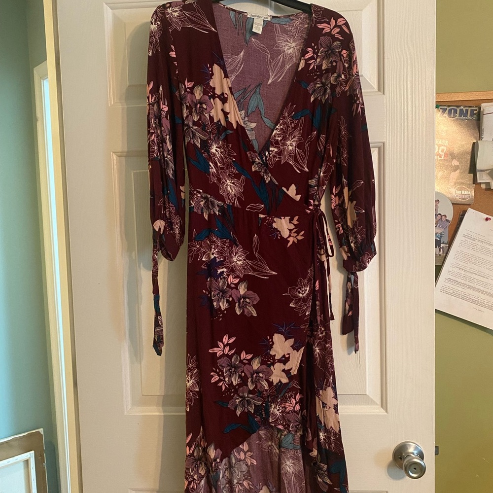 Floral Burgundy Wrap Dress